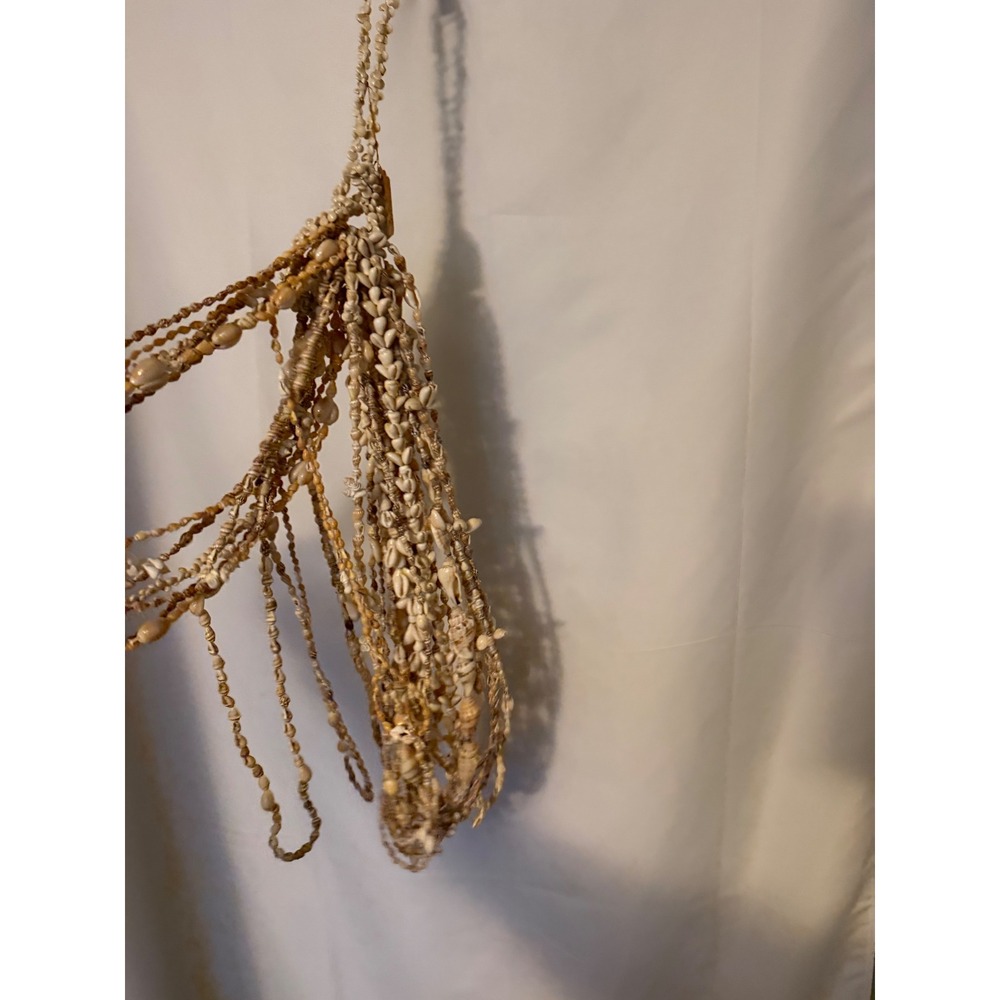 Vintage Multi Strand Shell Plant Holder Natural Puka Boho Coastal